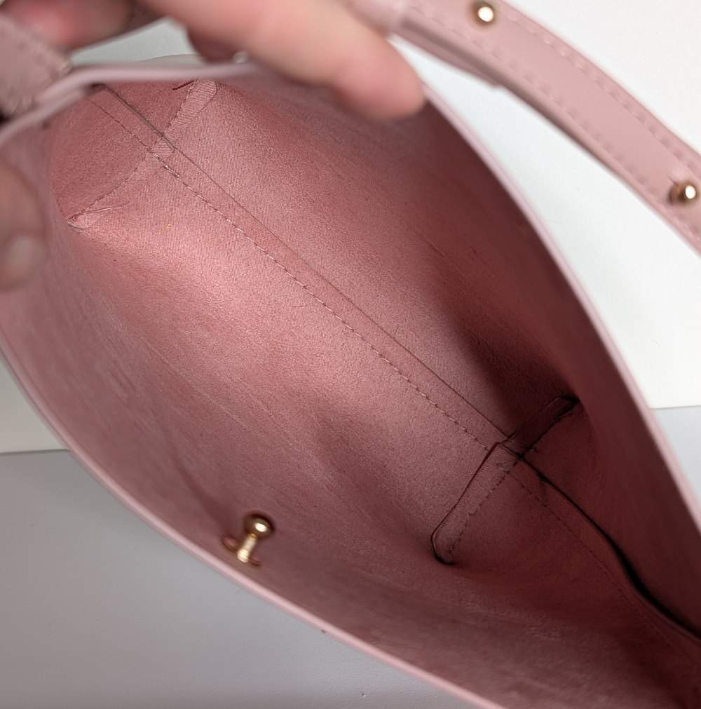 Anthropologie Samara Vegan Leather Minimalist Crossbody Pink Peony Medium - Picture 9 of 11